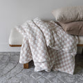 Blushing Beige & White Check Print Extended Throw